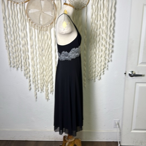 Y2K Vivienne Tam Black Mesh Below Knee Strappy Back Dress Waist Detail 1/small - Picture 5 of 12